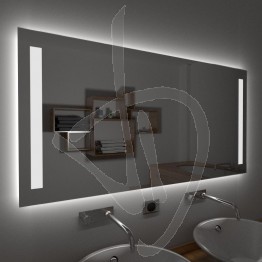 Specchio su misura, con decoro B012 inciso e illuminato e retroilluminazione a led