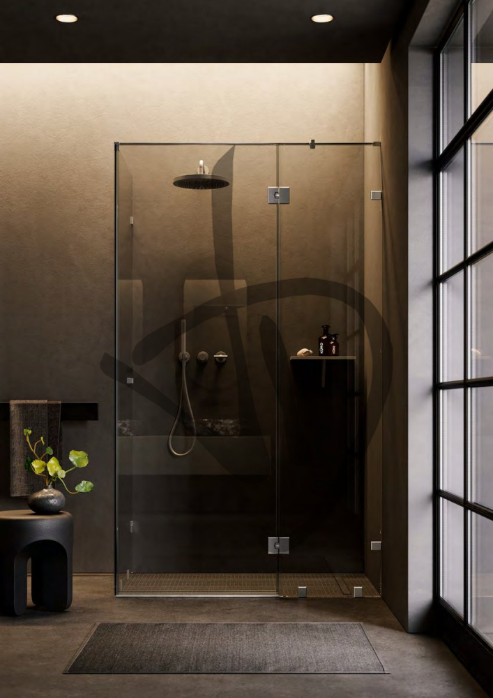 Cabine de douche d'angle transparente sur mesure 1  - Angulaire