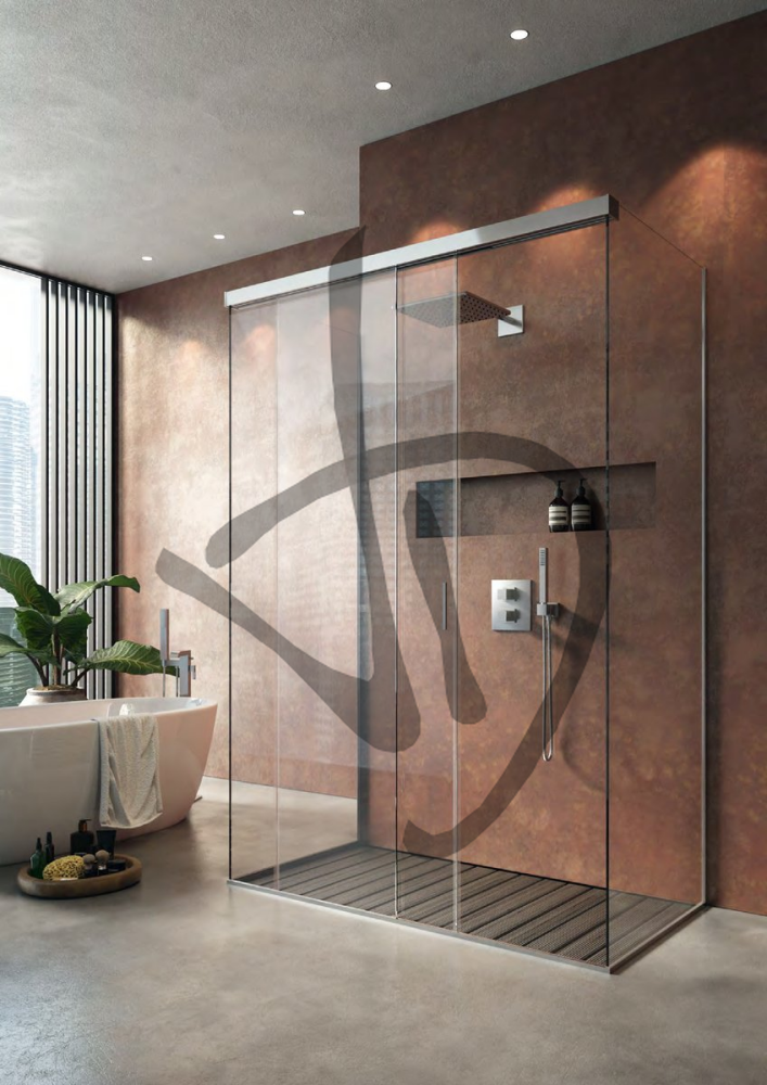 Cabine de douche transparente sur mesure  - Angulaire