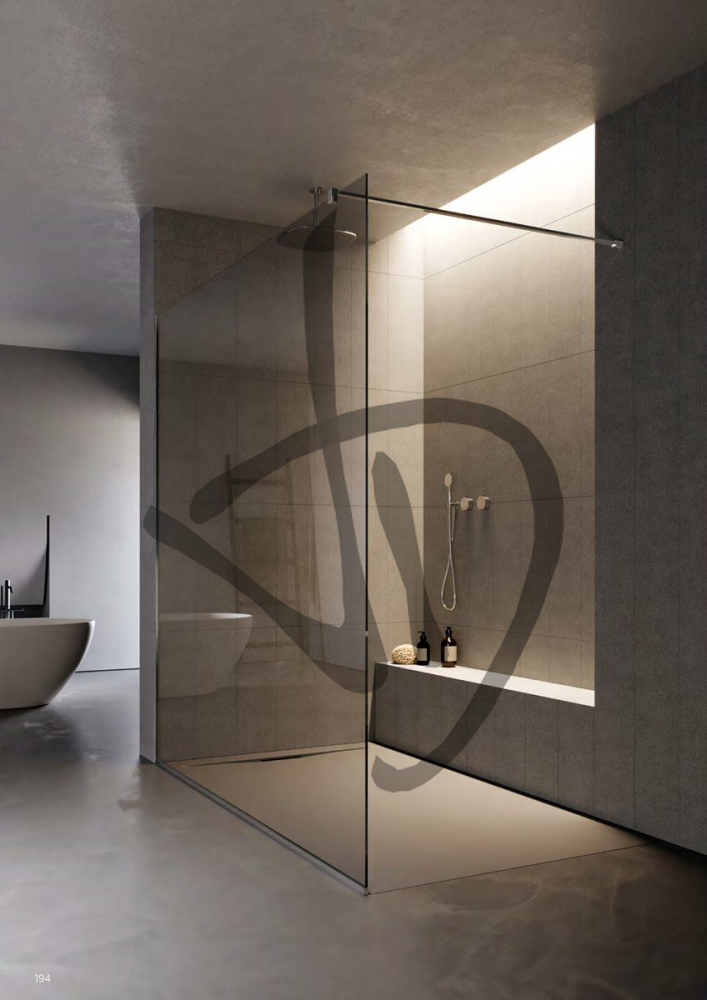 Douche fixe en verre avec barre stabilisatrice bronzée - Fixe