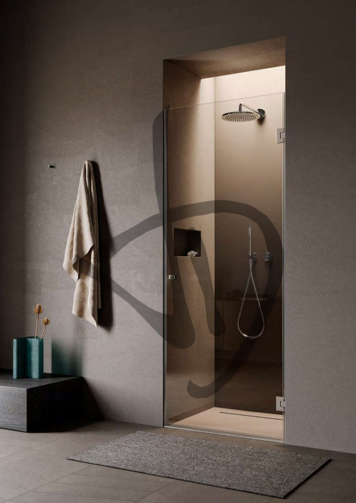 Cabine de douche linéaire transparente sur mesure avec porte simple - Linéaire