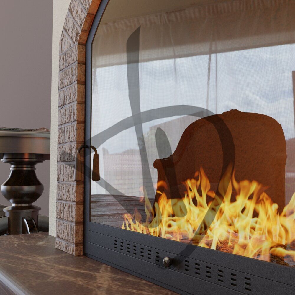 Fermeture de cheminée cintrée avec vitre cintrée avec assemblage intérieur du compartiment 3 - Strutture Centinate