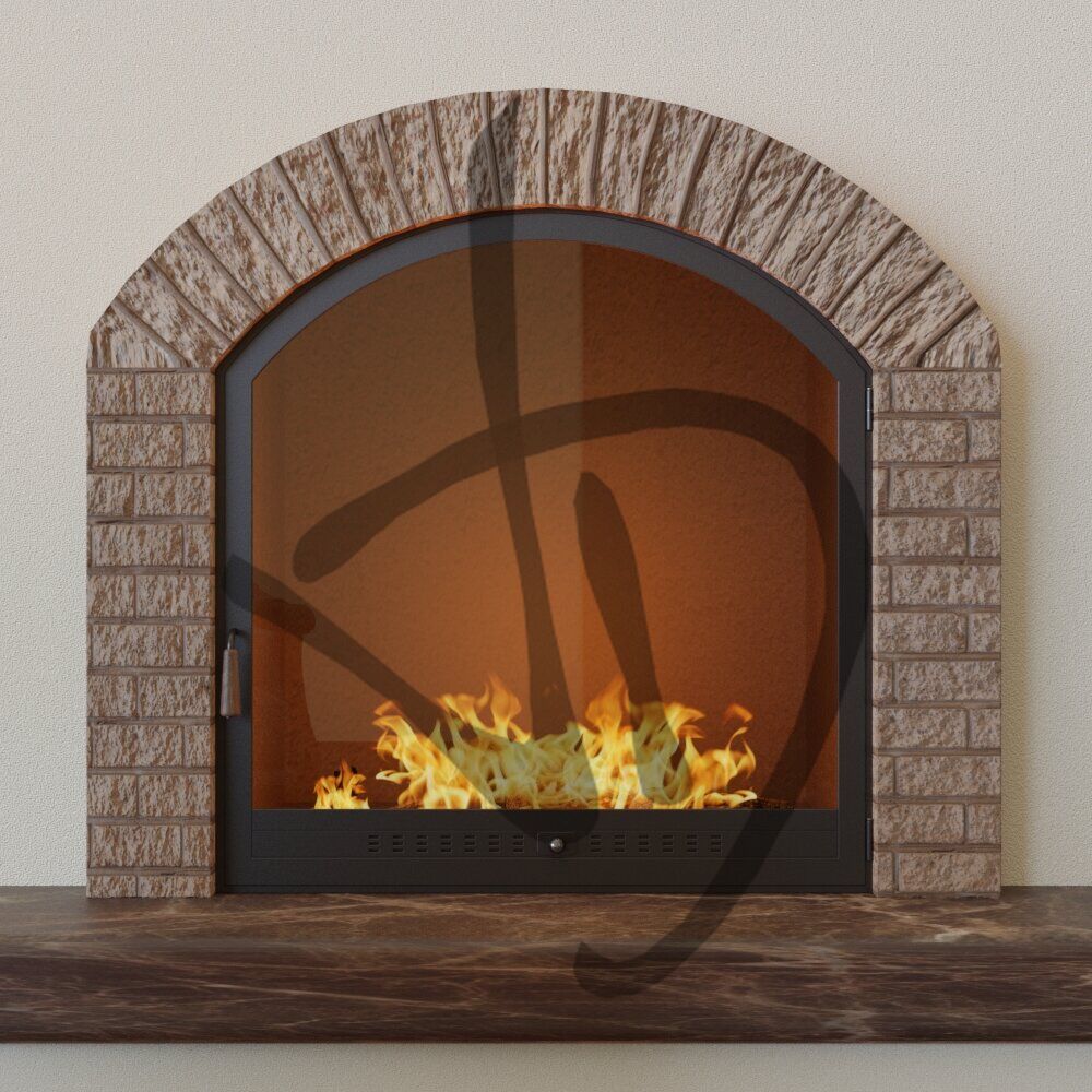 Fermeture de cheminée cintrée avec vitre cintrée et assemblage de compartiments internes - Strutture Centinate