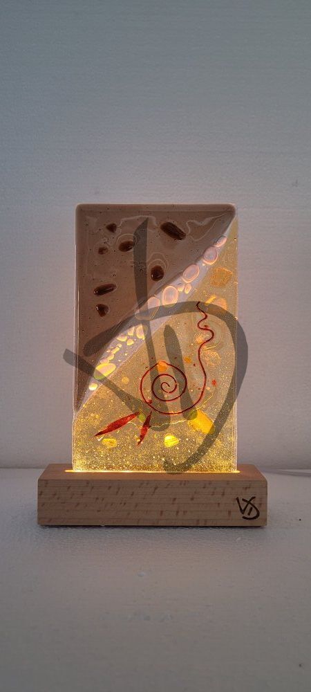 Abat-jour en verre de Murano fusionné avec socle en bois personnalisé - 3 - Abat-jour en verre fusionné de Murano avec socle en bois personnalisé