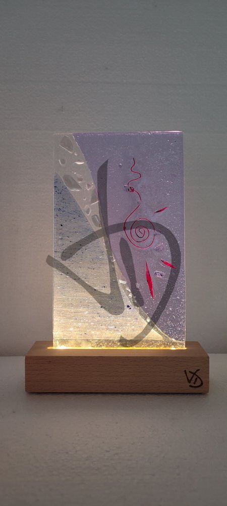 Abat-jour en verre de Murano fusionné avec socle en bois personnalisé - 5 - Abat-jour en verre fusionné de Murano avec socle en bois personnalisé