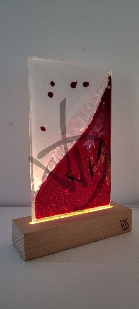 Abat-jour en verre de Murano fusionné avec socle en bois personnalisé - 7 - Abat-jour en verre fusionné de Murano avec socle en bois personnalisé