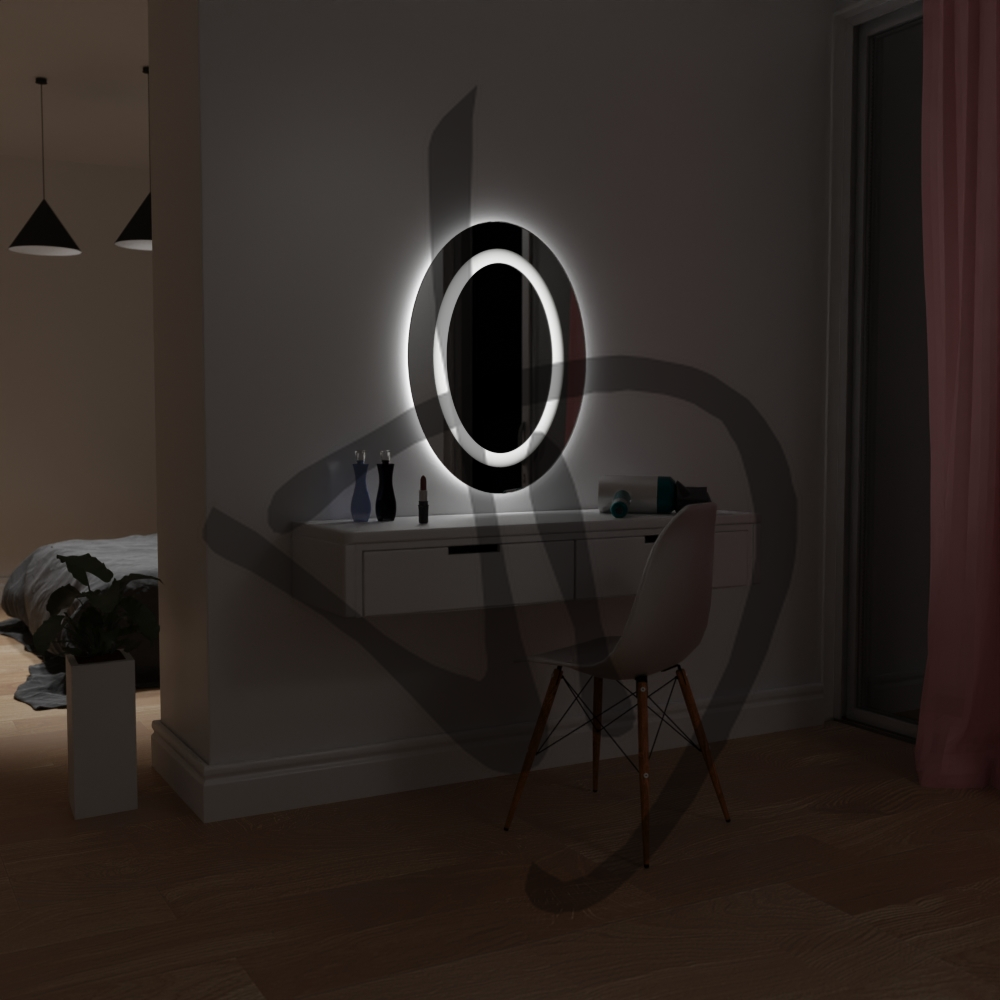 Miroirs de maquillage circulaires avec cadre éclairé -1 - Miroirs de maquillage