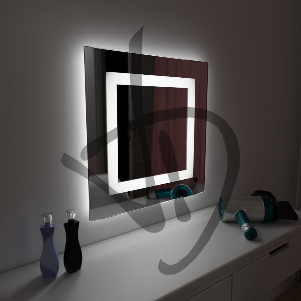 Miroirs de maquillage rectangulaires avec cadre éclairé - Miroirs de maquillage