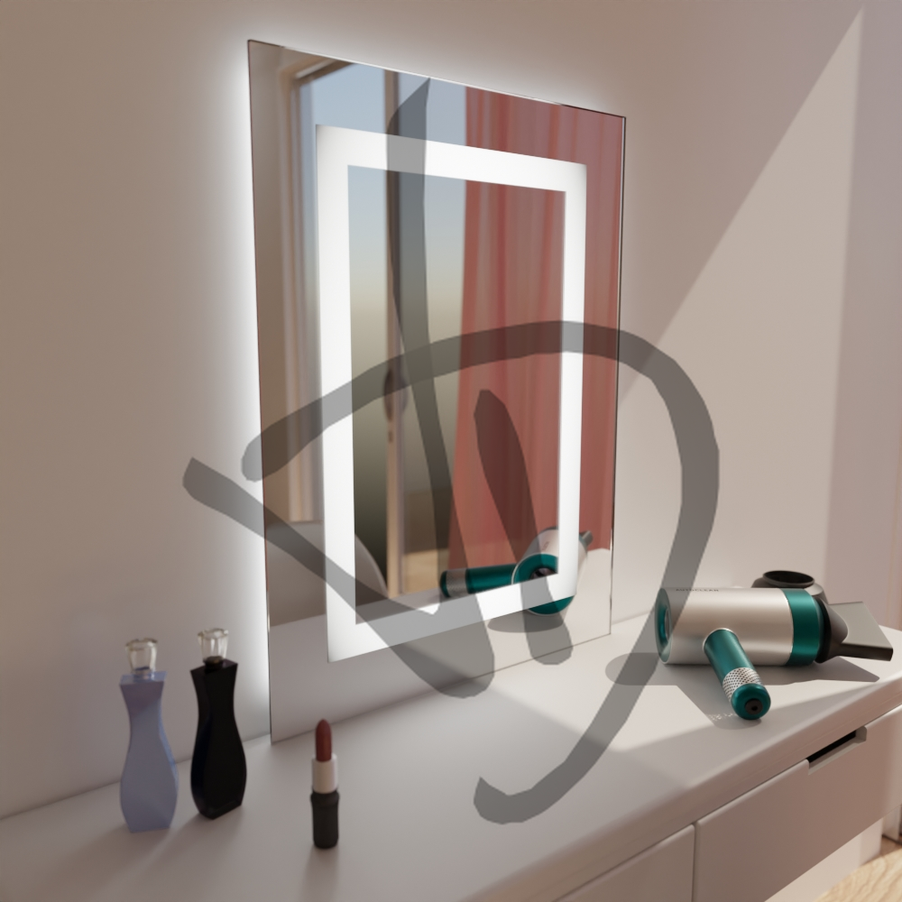 Miroirs de maquillage rectangulaires personnalisés avec cadres lumineux - Miroirs de maquillage