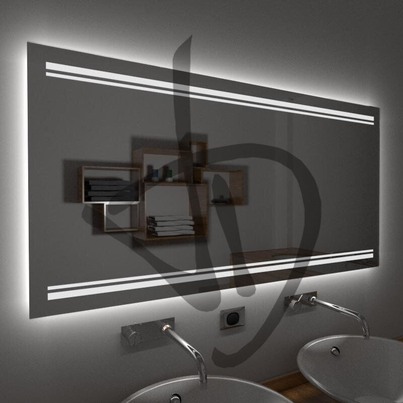 Miroirs LED rétroéclairés avec décoration à faisceau lumineux linéaire - Avec décor