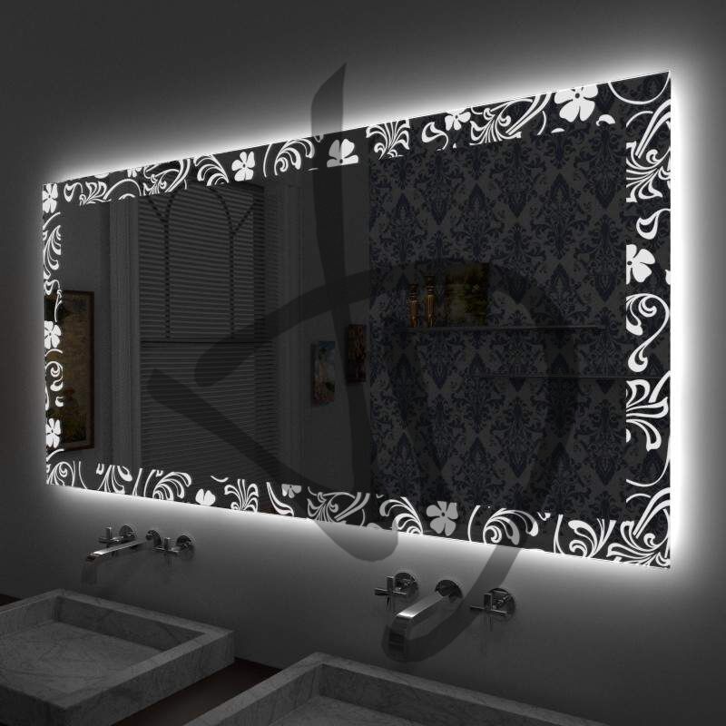 Miroirs LED rétroéclairés avec décoration florale vintage - Avec décor