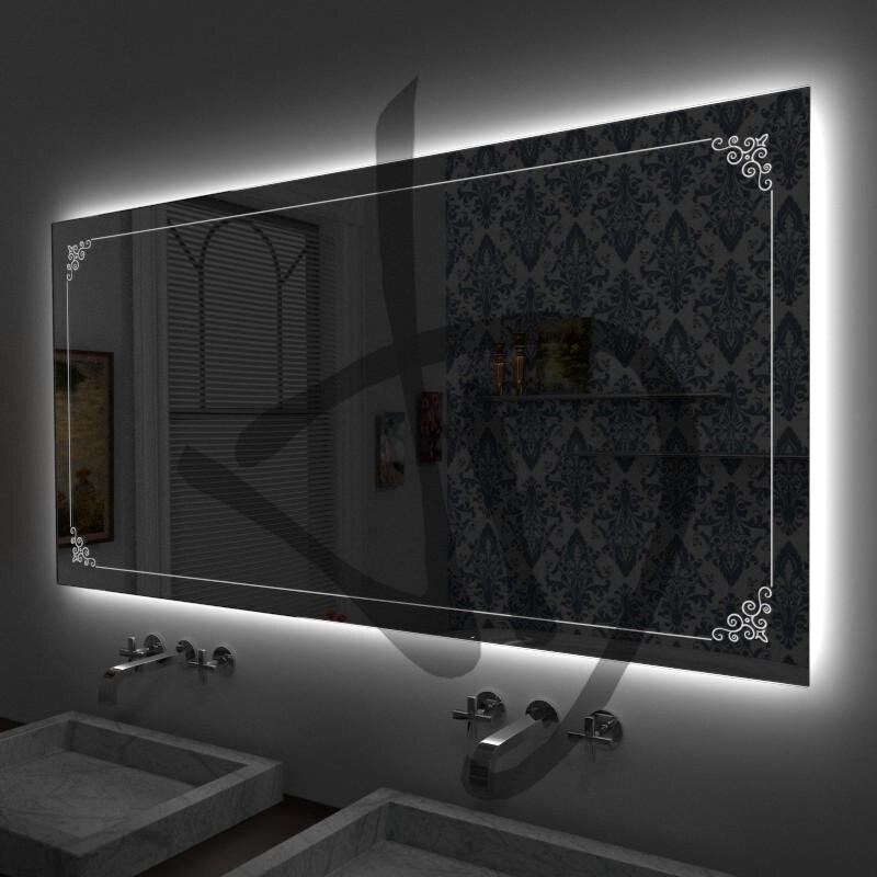 Miroirs LED rétroéclairés avec une décoration vintage simple et minimaliste - Avec décor