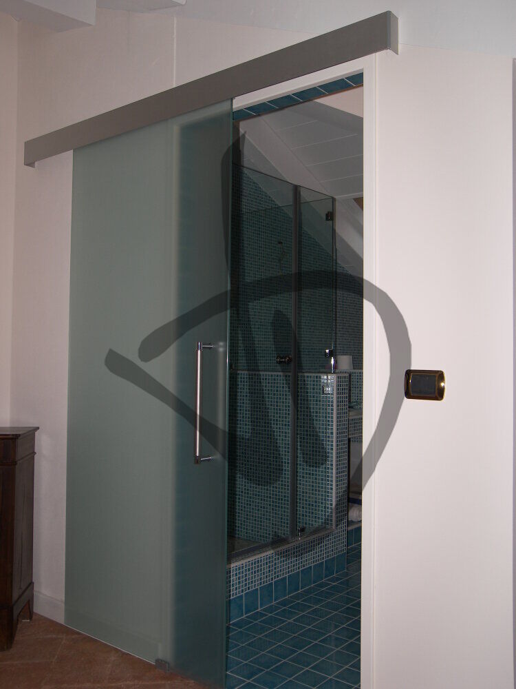 Porte coulissante en verre satiné sur mesure 1 - Portes coulissantes