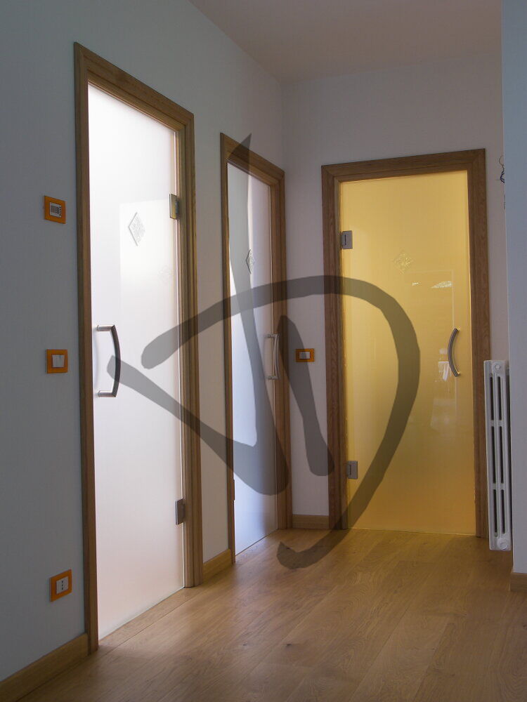 Porte de salon en verre satiné sur mesure  - Portes saloon