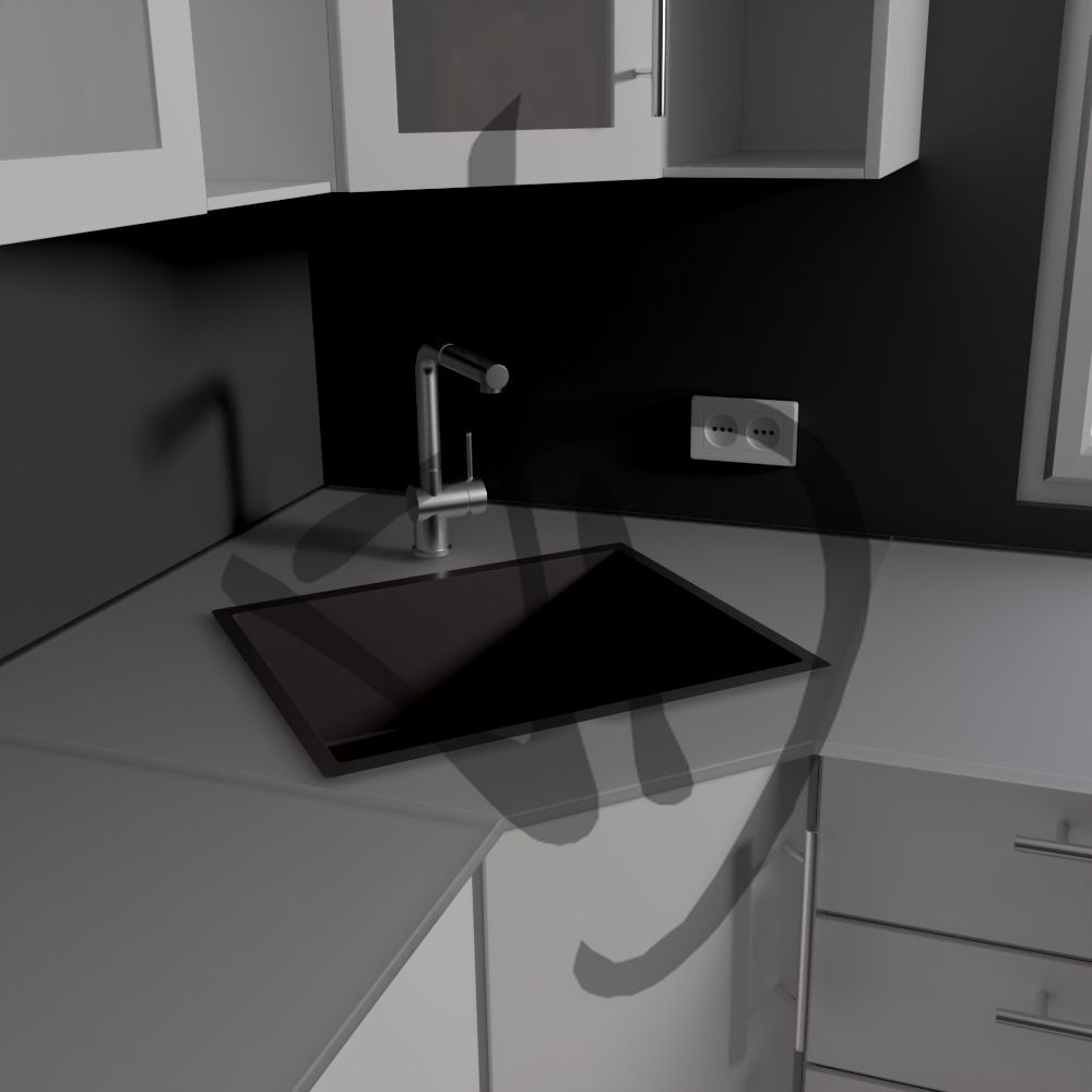 Plan de travail de cuisine en verre brillant avec trou pour plaque de cuisson - Verres pour plan de travail